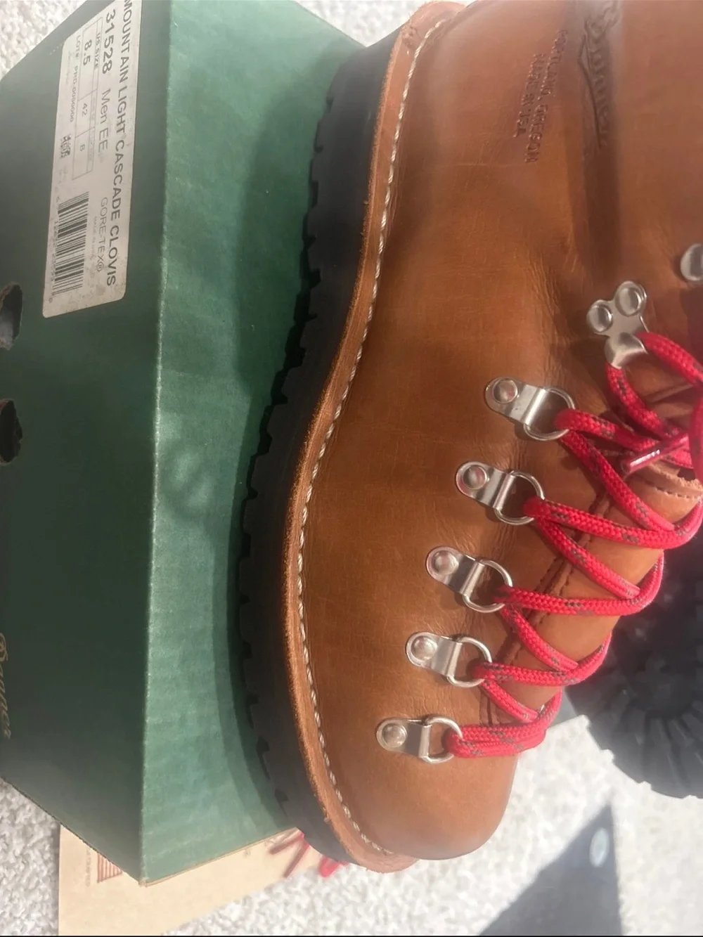 Danner Tan Leather Hiking Boots with Red Laces
